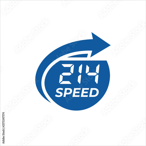 Speedometer Icon with Arrow and Digital Display, Isolated