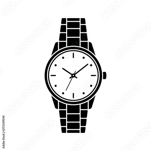 Canvas Print Classic wristwatch with metal band during a precise timekeeping demonstration is