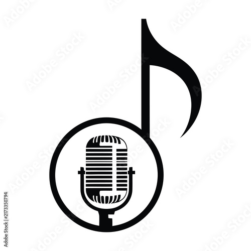 Microphone music note symbol icon
