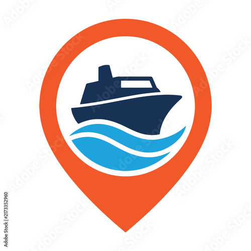 Cruise ship icon on map pin location