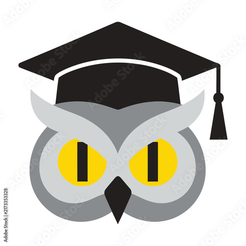 Wise Owl Wearing a Graduation Cap Symbolizing Academic Success and Higher Learning Knowledge
