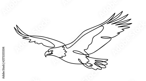 Soaring Bald Eagle Continuous Line Art Illustration Representing Professional Success And Visionary Leadership In A Minimalist Vector Design.