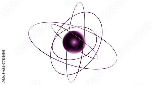 Bild auf Leinwand Abstract model of an atom or star system with a central object (atomic nucleus/star) and orbits of nearby objects (electrons/planets) on a transparent background