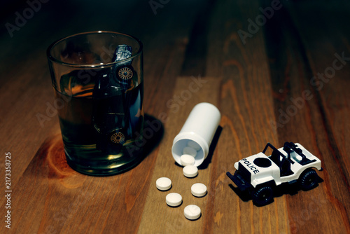 Foto Drunk driving and drug abuse danger concept