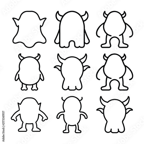 Cute Monster Outline Character Collection