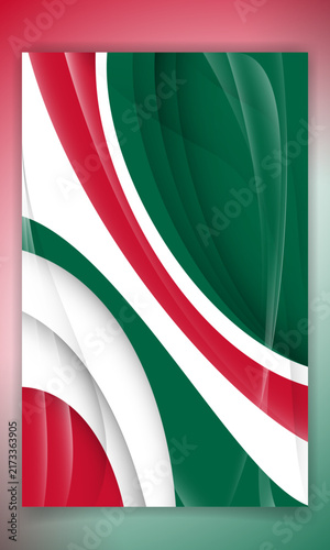 Portrait banner template for mexico independence day with abstract green white and red background