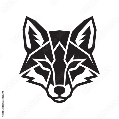 Minimalist geometric fox head logo design isolated on a white background for branding and creative projects