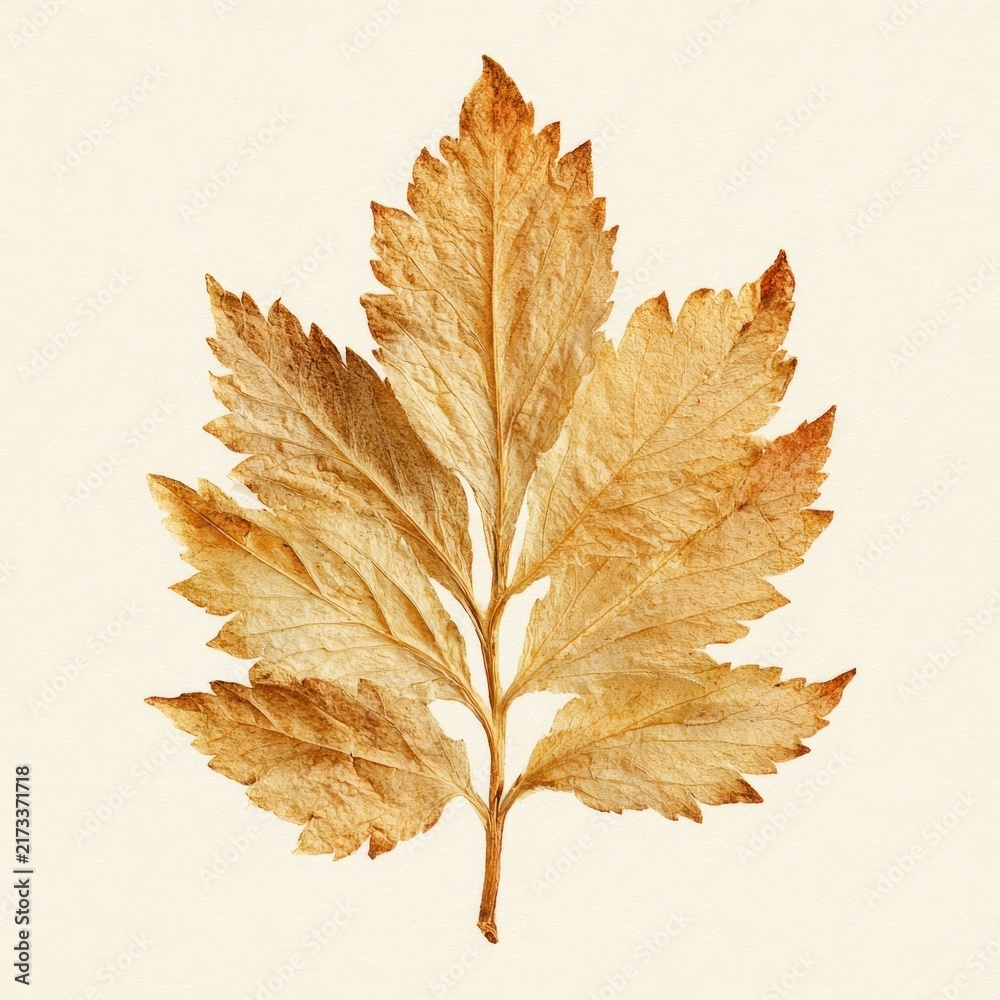 Naklejka premium Dried leaf botanical art print.