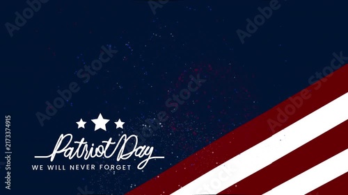 Patriot day text animation for national holidays, memorial events, or history commemorations. 4k animated typography Perfect for invitations, social media posts, and presentation videos.