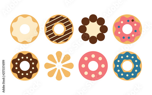 Minimalist graphic vector illustration featuring a delicious sweet donut corner with chocolate frosting against a clean white background for modern bakery design projects.