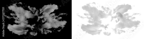 Quadro su tela Set of isolated white clouds on black and transparent backgrounds for photo mani