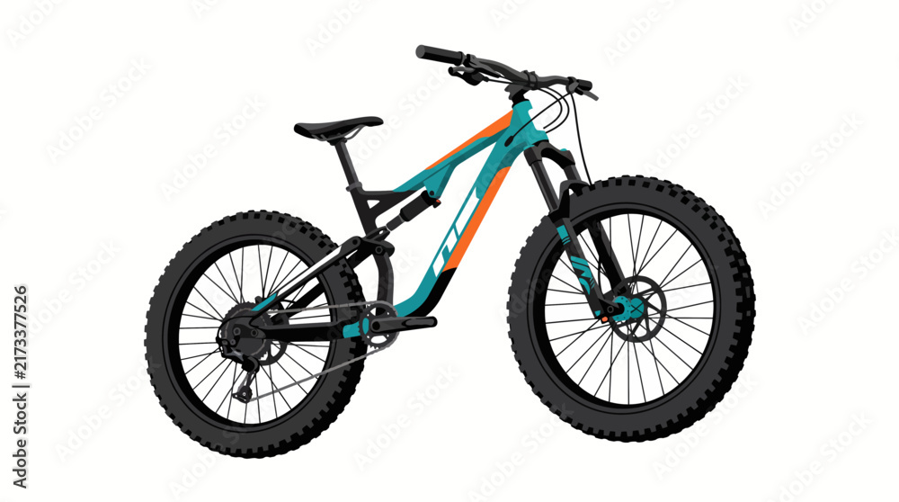 Fototapeta premium Teal and Orange Full Suspension Mountain Bike