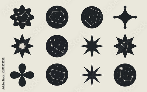Minimalist abstract vector composition featuring dark organic black shape on soft beige background, contemporary graphic design asset for modern creative projects and.