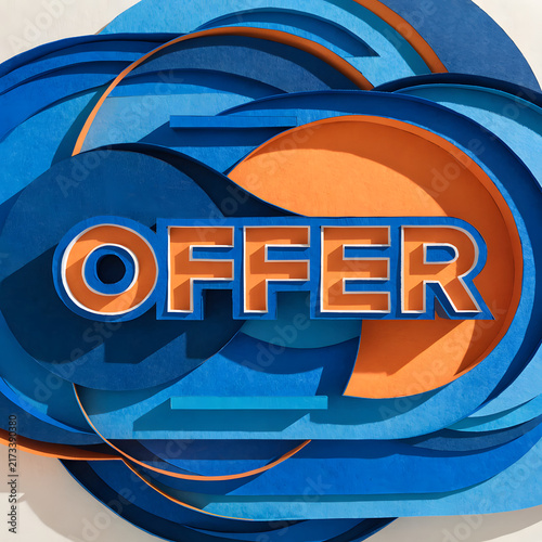 3D Paper Cut Special Offer Banner Design in Blue and Orange for Sales and Marketing Promotions