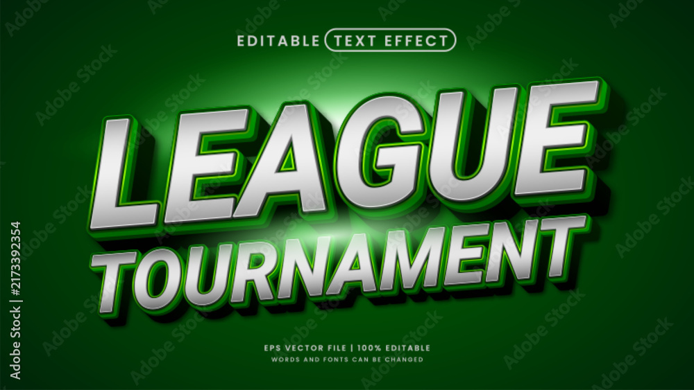 Naklejka premium League tournament 3d editable text effect sport style