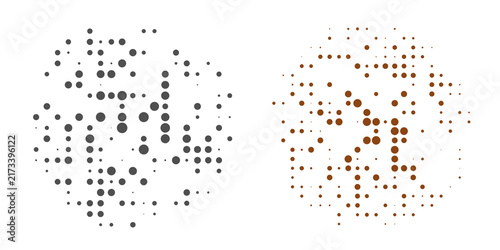 Obraz na płótnie Y2K-inspired dual dot scatter patterns, blue and brown tones, isolated on transp