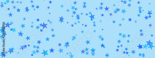 Bild auf Leinwand Scattered star frame pattern combines cyan and royal blue shapes on a pale backdrop