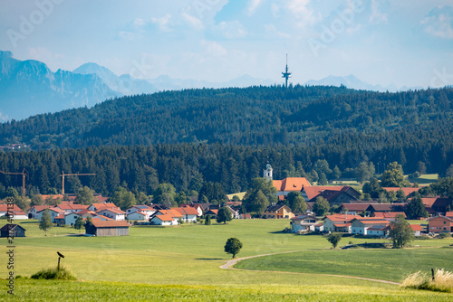 Blick auf Ingenried und die Kappelhöhe im Abendlicht