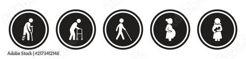 Accessibility and Inclusive People Icon Set in Black and White