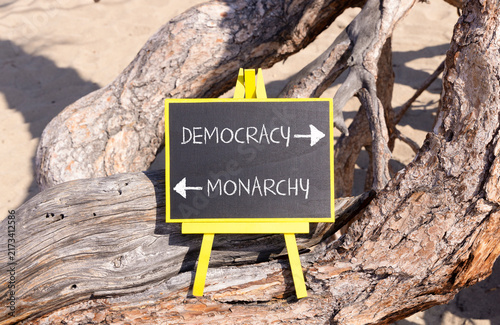 Quadro su tela Democracy or monarchy words symbol