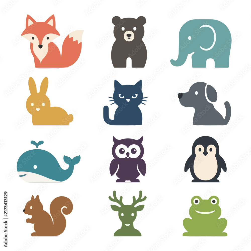 Obraz premium Vector-based animal icon set collection on a white background