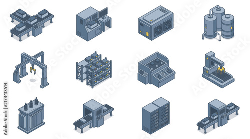 Isometric Industrial Machinery and Equipment Collection.