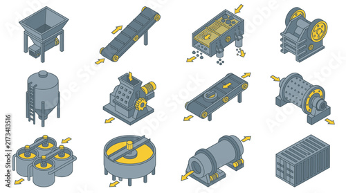 Isometric Industrial Machinery and Equipment Collection.