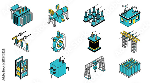 Isometric Industrial Machinery and Equipment Collection.