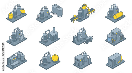 Isometric Industrial Machinery and Equipment Collection.