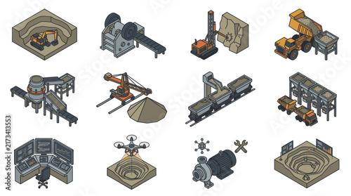 Isometric Industrial Machinery and Equipment Collection.
