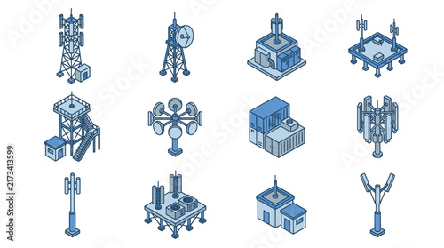 Isometric Technology and Communication Icons Collection.
