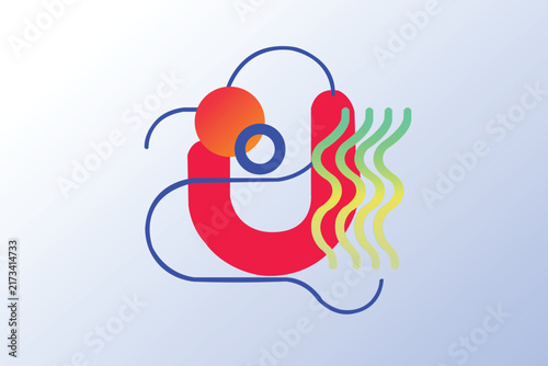 Modern Letter U Abstract Logo Design with Colorful Gradient Elements