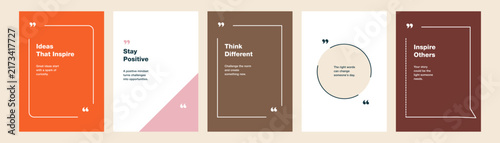 Quote Frame Poster Designs in A4 Format with Decorative Borders, Typography Spaces, and Contemporary Layouts for Inspirational Messages, Vector Set