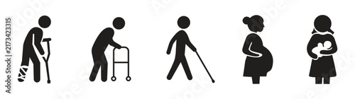Elderly, Mobility, Injury and Motherhood Symbol Collection