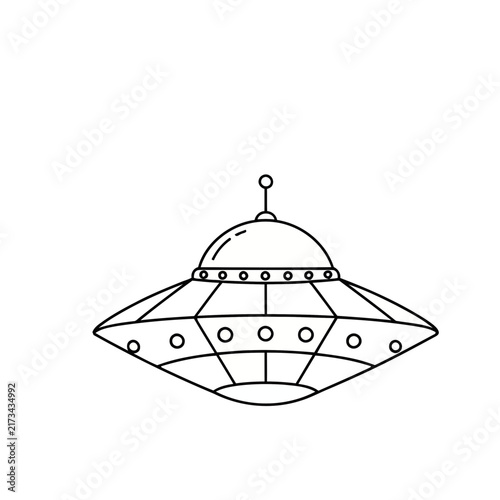 Flying Saucer UFO Line Art