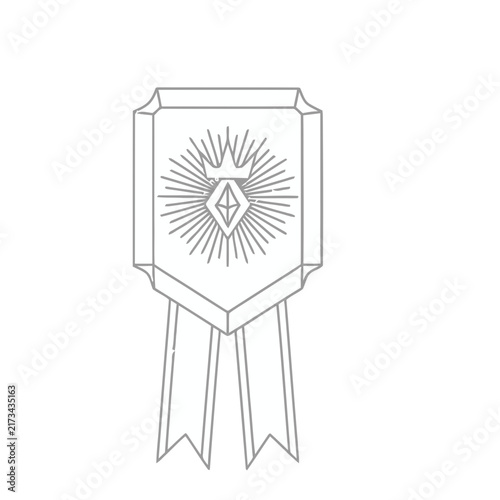 Line Art Crest with Diamond and Rays
