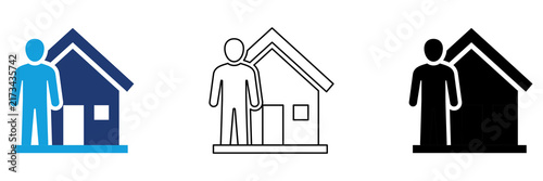 Multicolor Home Care Service Icon Set with Filled and Outline Styles for Residential Assistance Property Support Household Management and Community Care Isolated on Transparent Background