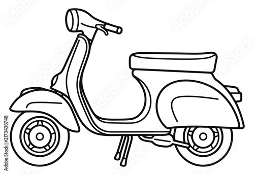 Vintage scooter icon, classic motor scooter vector illustration