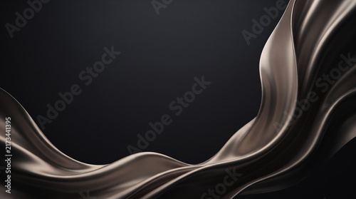 Silken Elegance: A luxurious, flowing fabric with a metallic sheen cascades and folds against a dark, moody background, creating an abstract composition of texture and light.