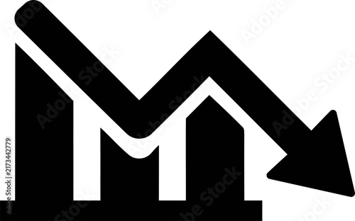 Photography Falling business graph icon with downward arrow during economic decline on trans