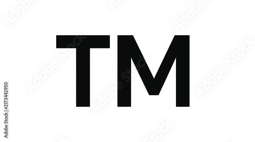 Trademark symbol icon, black TM sign for intellectual property and legal branding design.