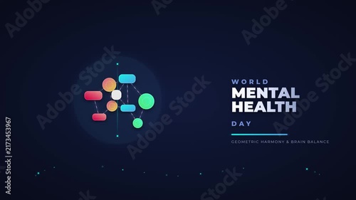 World Mental Health Day Conceptual Background with Geometric Brain Network