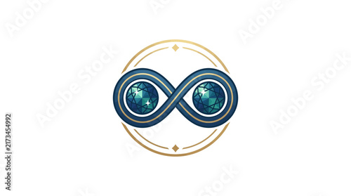 Elegant Infinity Symbol with Sparkling Diamonds and Golden Frame Illustration