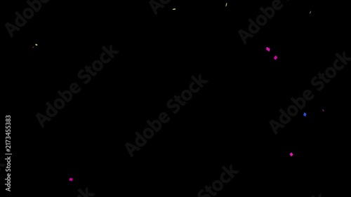 Colorful confetti party popper explosion animation,transparent alpha channel,black screen background,realistic party celebration overlay,transparent alpha channel,seamless loop, 4k