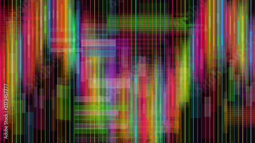 Abstract colorful digital glitch background with vertical lines and glowing light patterns
