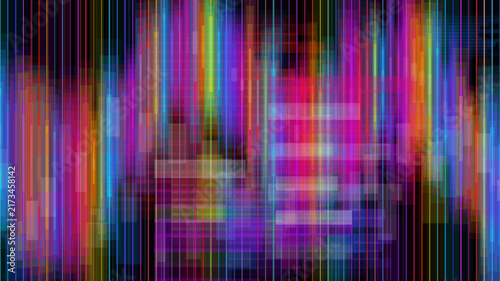 Abstract digital background with vertical colorful light streaks and glowing data lines.