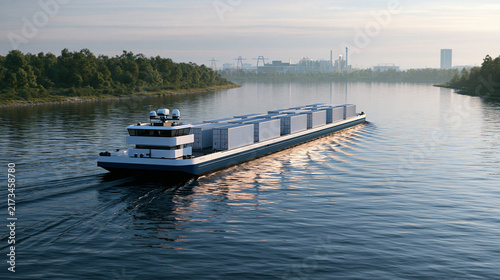 Autonomous Floating Platform Carrying Freight Through River Channel
