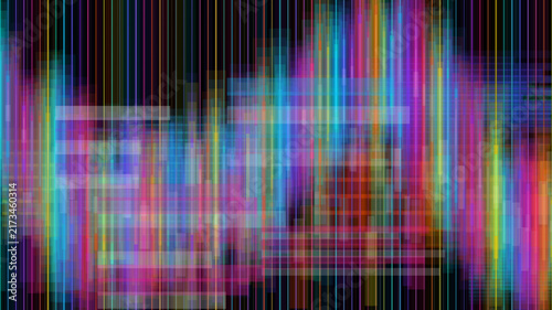 Abstract digital spectrum background with vertical colorful light lines and data patterns.