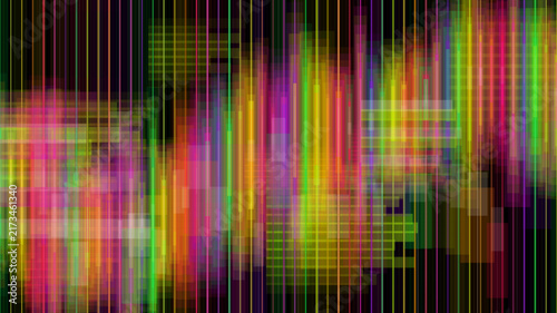Abstract digital spectrum background with vibrant vertical light lines and pixel grid