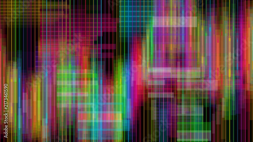 Abstract digital glitch background with vibrant colorful vertical lines and pixel grid